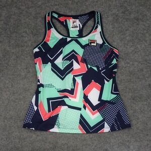 Fila Top Womens Small Blue Green Athleisure Activewear Logo Sleeveless Tennis B